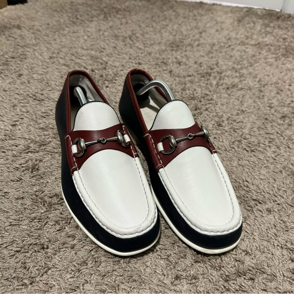 Gucci Tricolor Leather Horsebit Loafers | Size G10 US11
